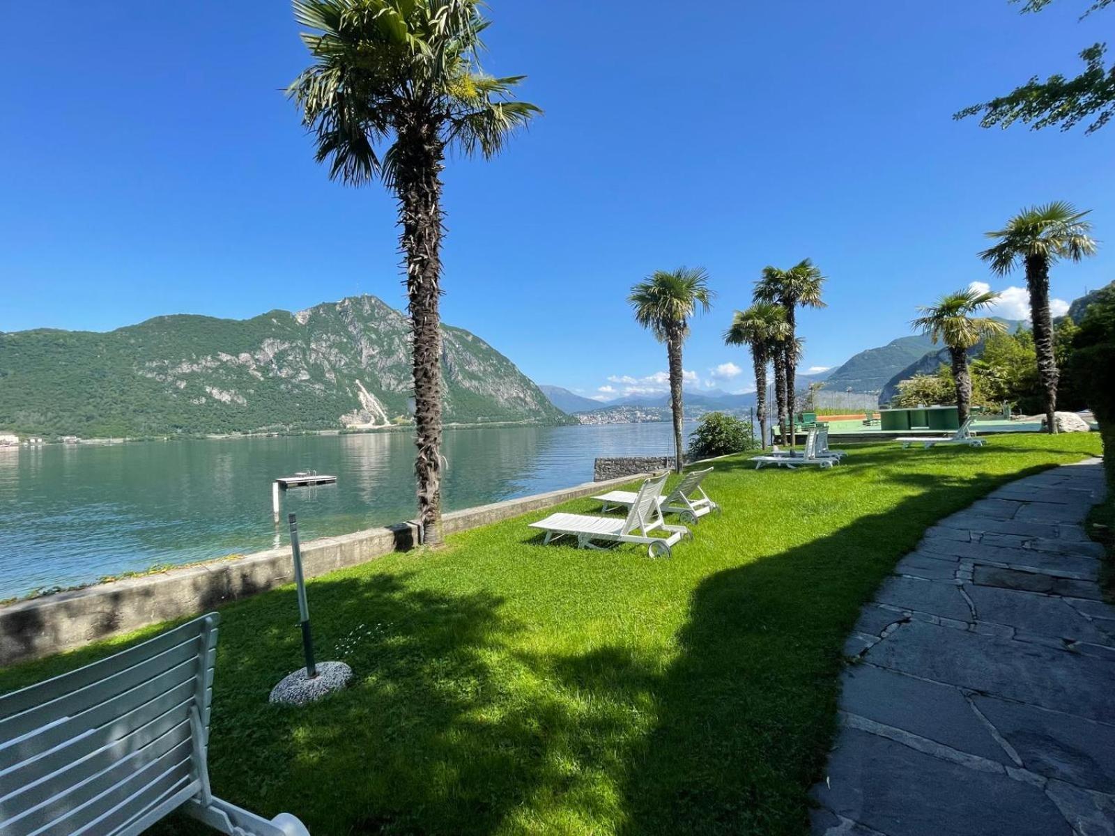Luganersee, Pool, Strand, Parkplatz, Suite 204 Bissone Bagian luar foto